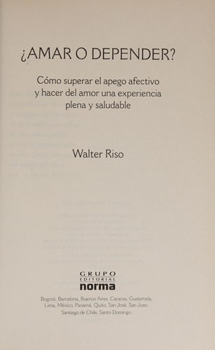 Portada de ¿Amar o depender?